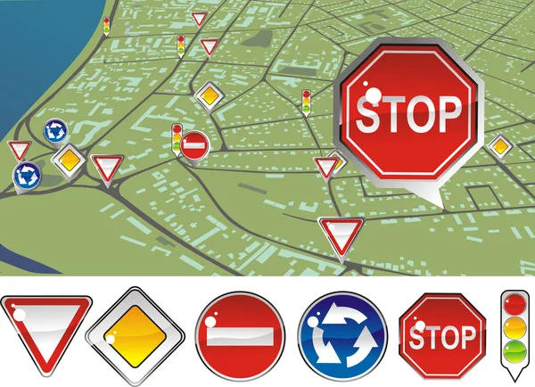 Signs priority to regulate the order of roundabouts — Stock Illustration Signs priority to regulate the order of roundabouts Royalty Free Stock Illustrations