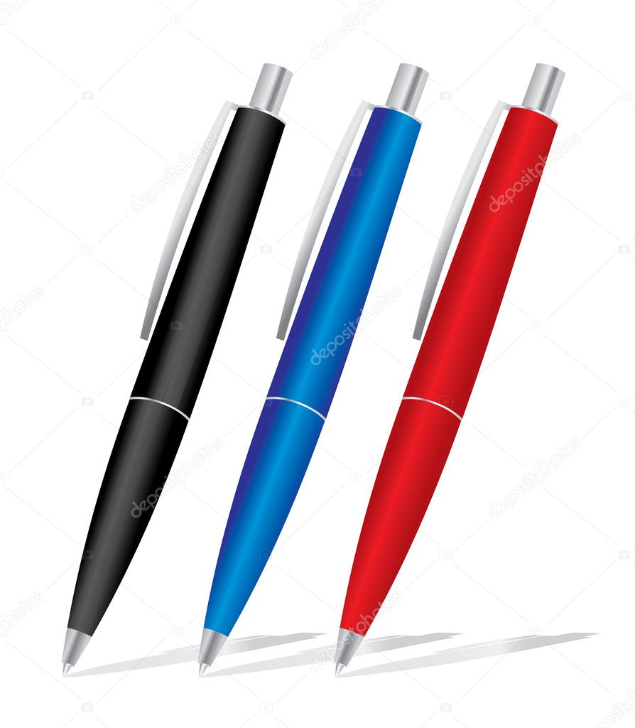 black and blue pens
