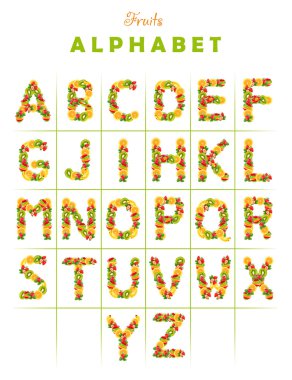 Fruit alphabet clipart
