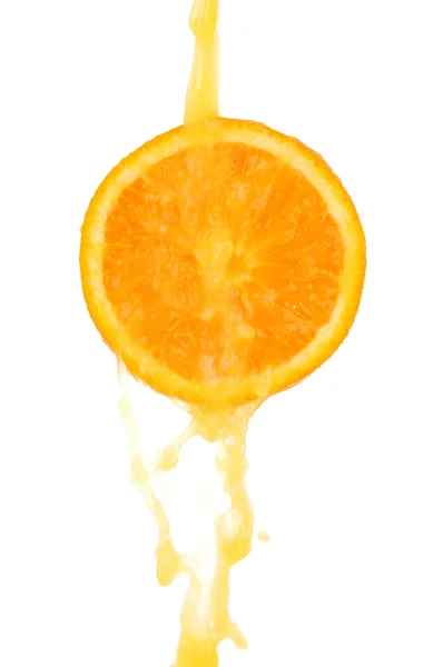 Orange sloce and juice splash — Stock Photo, Image