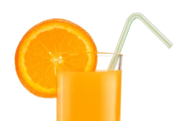 Orange juice and slices of orange isolated on white — Stock Photo, Image