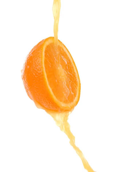 Orange sloce and juice splash — Stock Photo, Image