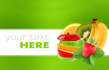 Fruit mix isolated on a background clipart