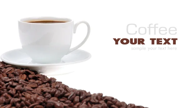 ถ้วยกาแฟและเมล็ดข้าว — ภาพถ่ายสต็อก