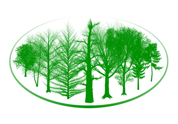 Ilustracja zielonych drzew — Zdjęcie stockowe