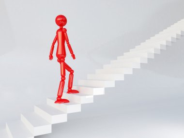 Little man climbs the stairs clipart