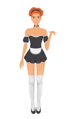 Girl in french maid costume clipart