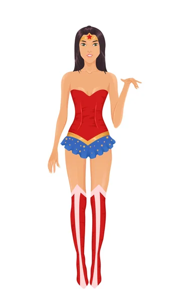 スーパー ヒーローの衣装の女の子 — ストックベクタ
