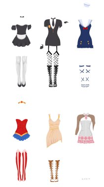 Female carnival costumes clipart