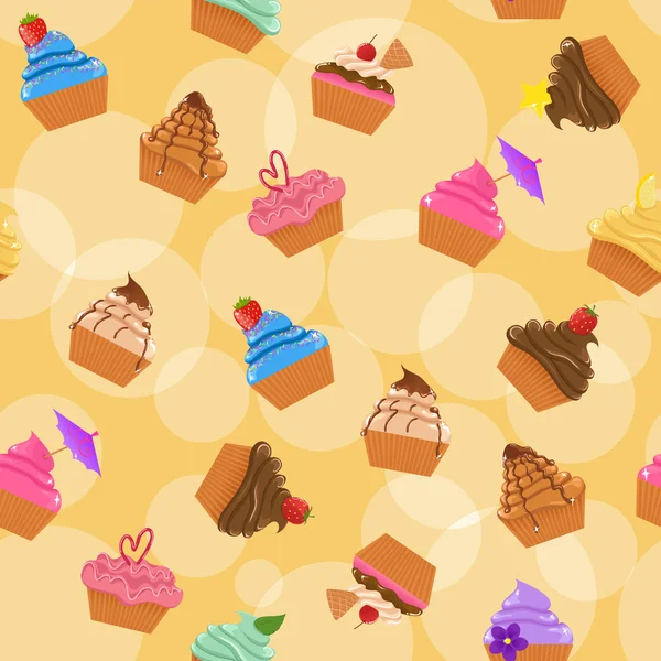 Naadloze cupcakes achtergrond — Stockvector