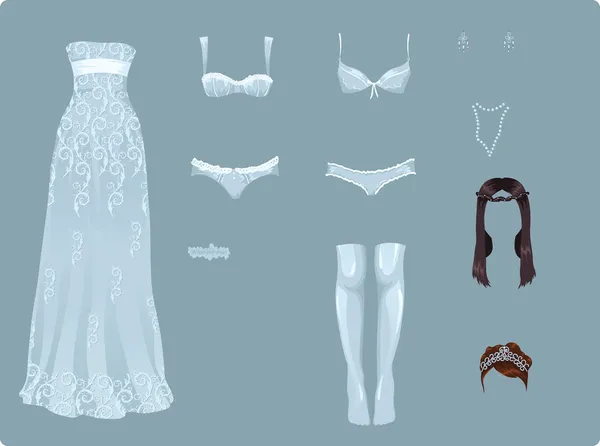 Kvinnliga bröllop kläder — Stock vektor