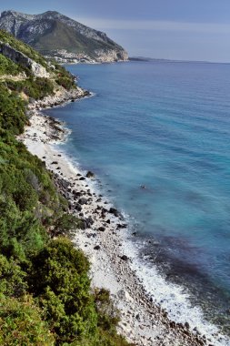 Beyaz kayalık plaj Sardunya İtalya