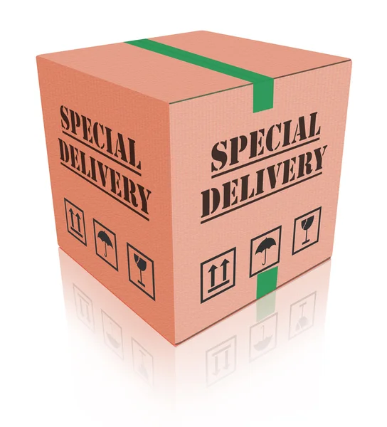 Special delivery carboard box package — Stock Photo, Image