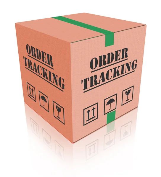 Paquete caja de cartón de seguimiento de orden de entrega —  Fotos de Stock