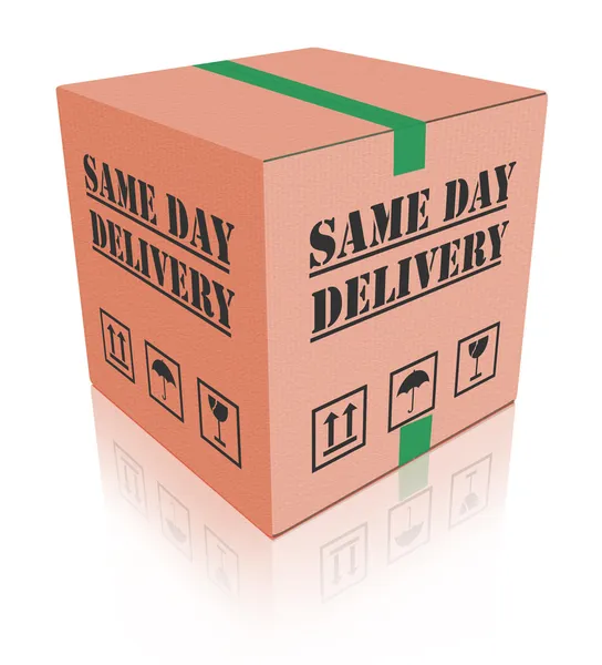 Dezelfde dag levering kartonnen doos pakket — Stockfoto