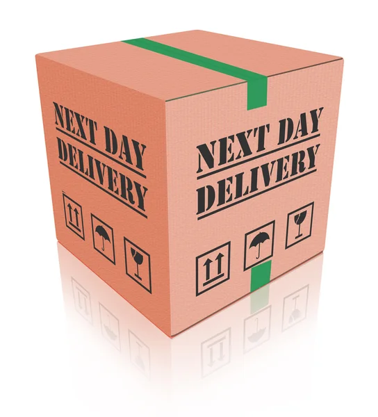 Next day delivery carboard box package — Stock Photo, Image