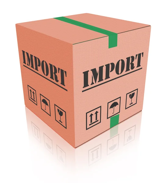 Importera frakt svanmärkt låda packe — Stockfoto