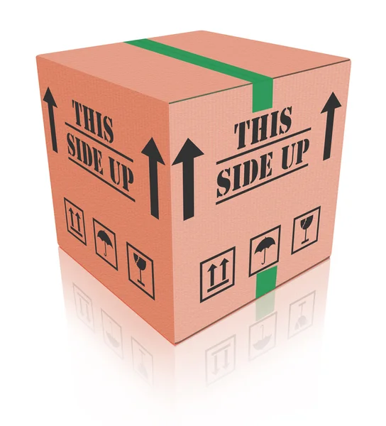 This side up carboard box package — Stock Photo, Image