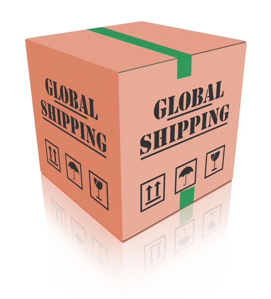 Wereldwijde verzending kartonnen doos pakket — Stockfoto
