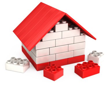 3D house of the plastic pieces of children's play clipart