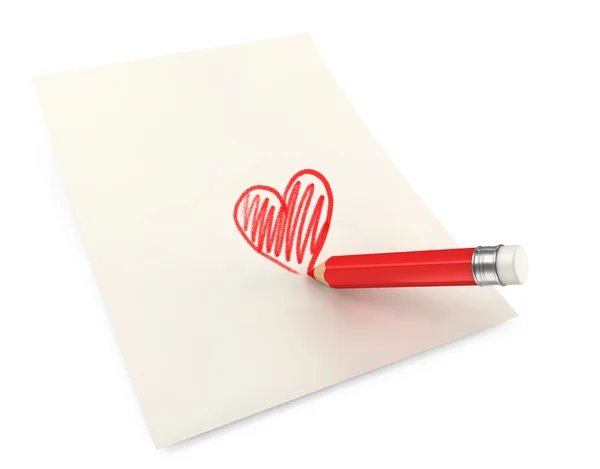 3d red pencil and painting — Stock Photo, Image