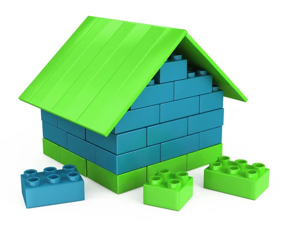 3D-huis van de plastic stukken van kinderen spelen — Stockfoto