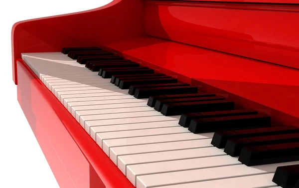 Czerwony fortepian w białym pokoju — Zdjęcie stockowe