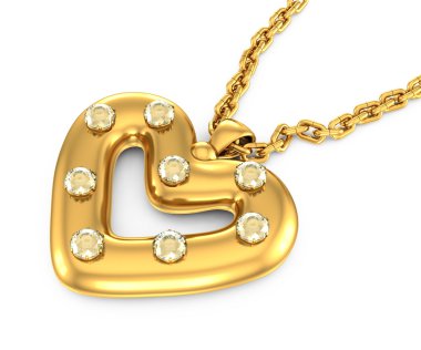 Heart-shaped pendant with diamonds clipart