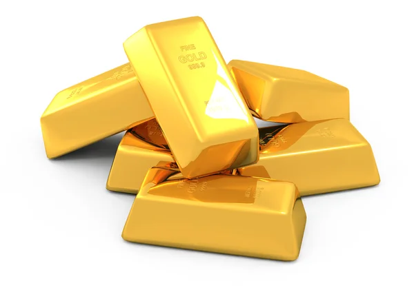3D altın külçeleri ve madeni paralar — Stok fotoğraf