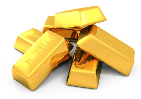 3d gold bars and coins — Stock Photo, Image