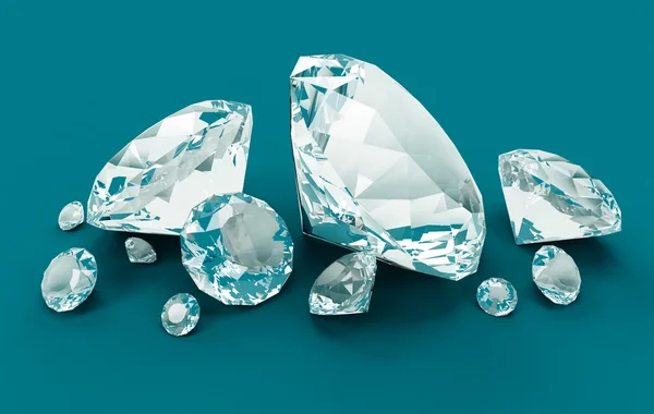 Diamants bleus isolés sur bleu — Photo