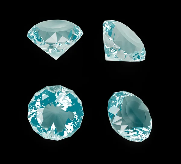 Blaue Diamanten auf Schwarz isoliert — Stockfoto