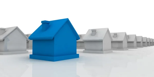 Blue house in the foreground — Stock Photo, Image