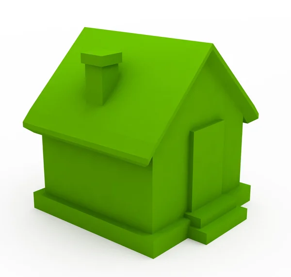 Groen huis op de voorgrond — Stockfoto