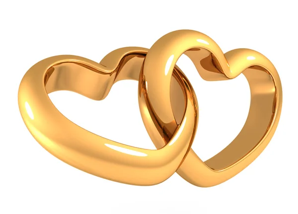 Anéis de ouro no fundo branco — Fotografia de Stock