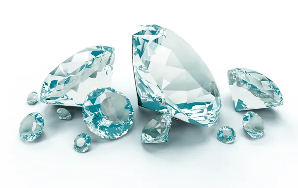 Diamantes azules aislados en blanco — Foto de Stock