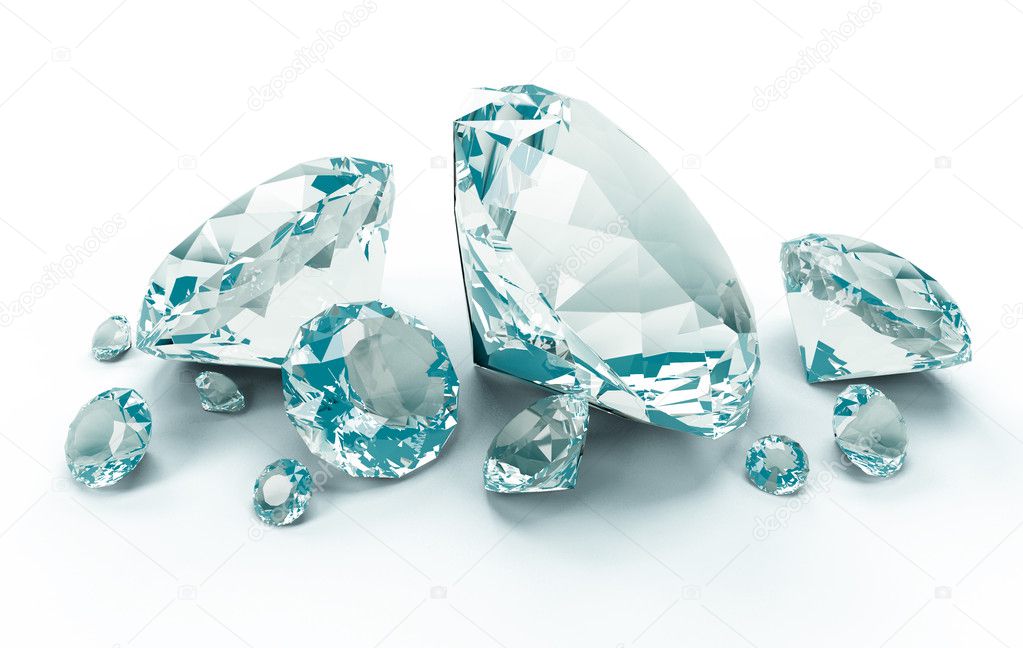 Blue Diamonds isolated on white