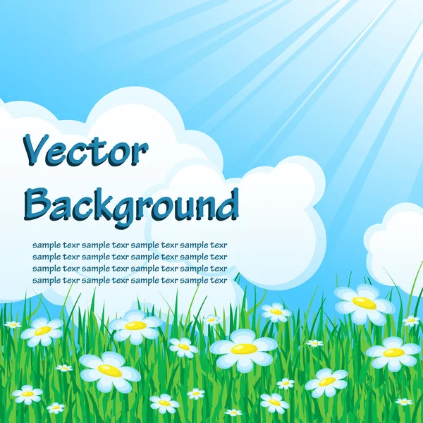 Modré pozadí s trávou — Stockový vektor
