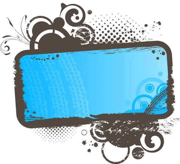 Grunge marco azul floral — Vector de stock