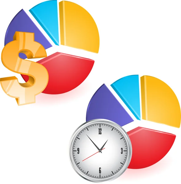 Wykres kołowy z zegarem — Wektor stockowy