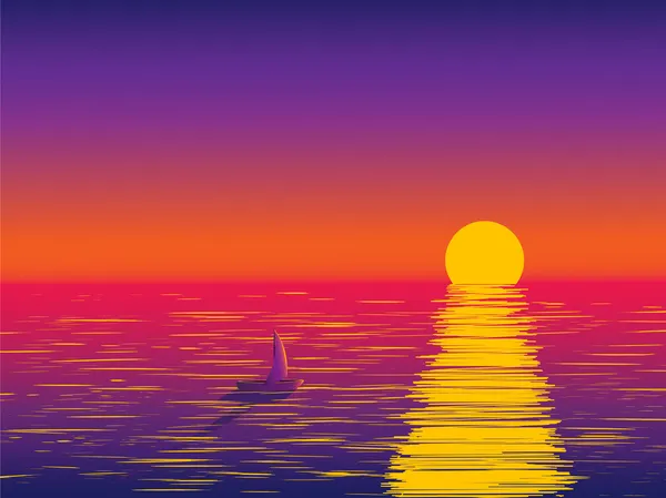 Zonsondergang zee tekening Vector Art Stock Images | Depositphotos