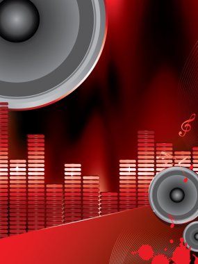 Musical theme with loudspeakers clipart