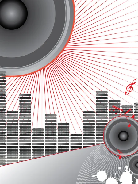 Thème musical avec haut-parleurs — Image vectorielle