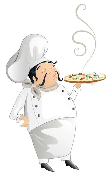 Chef with pizza — Stock Vector