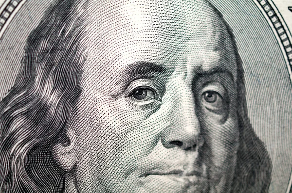 stock image Close up of dollar,benjamin franklin