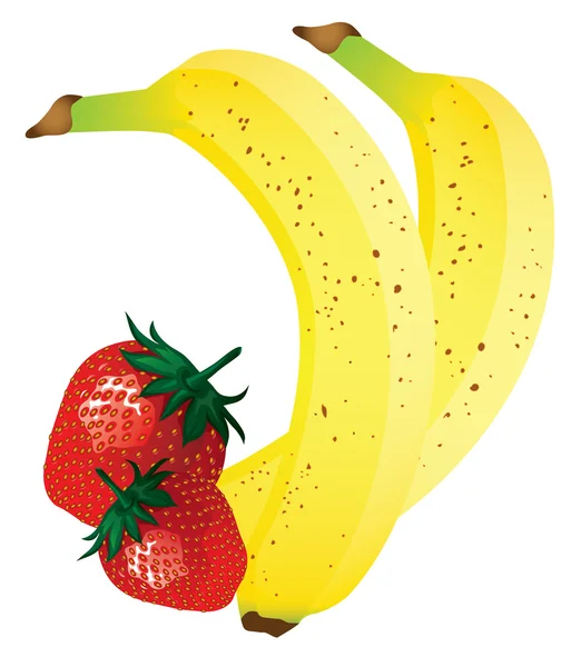 Banán a jahoda ilustrace — Stockový vektor