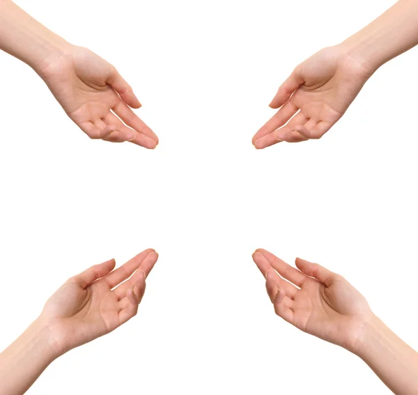 Helfende Hände isoliert auf weißem Hintergrund — Stockfoto