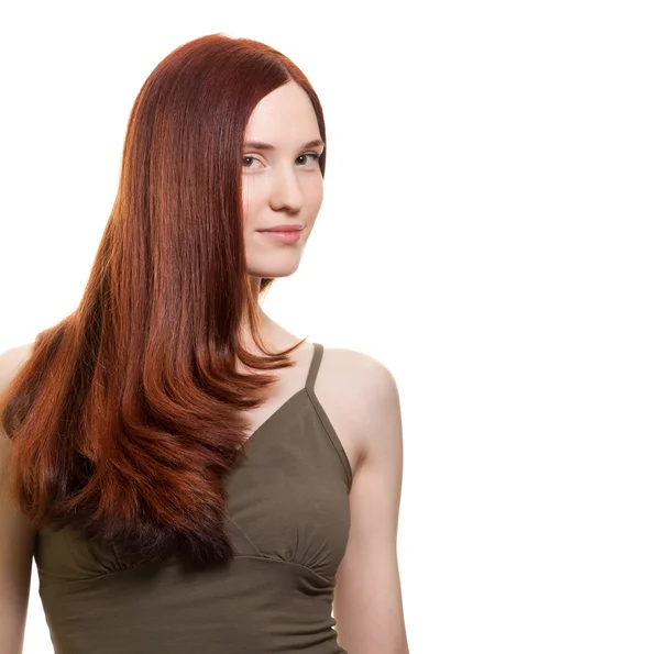 Portret van een mooie jonge vrouw met prachtige haren — Stockfoto