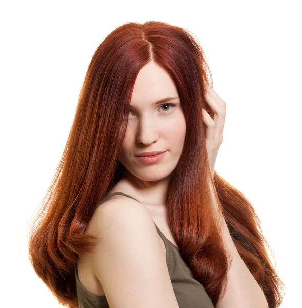 Portrét krásné mladé ženy s vlasy skvělý — Stock fotografie