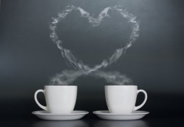 Two cups of coffee with love clipart